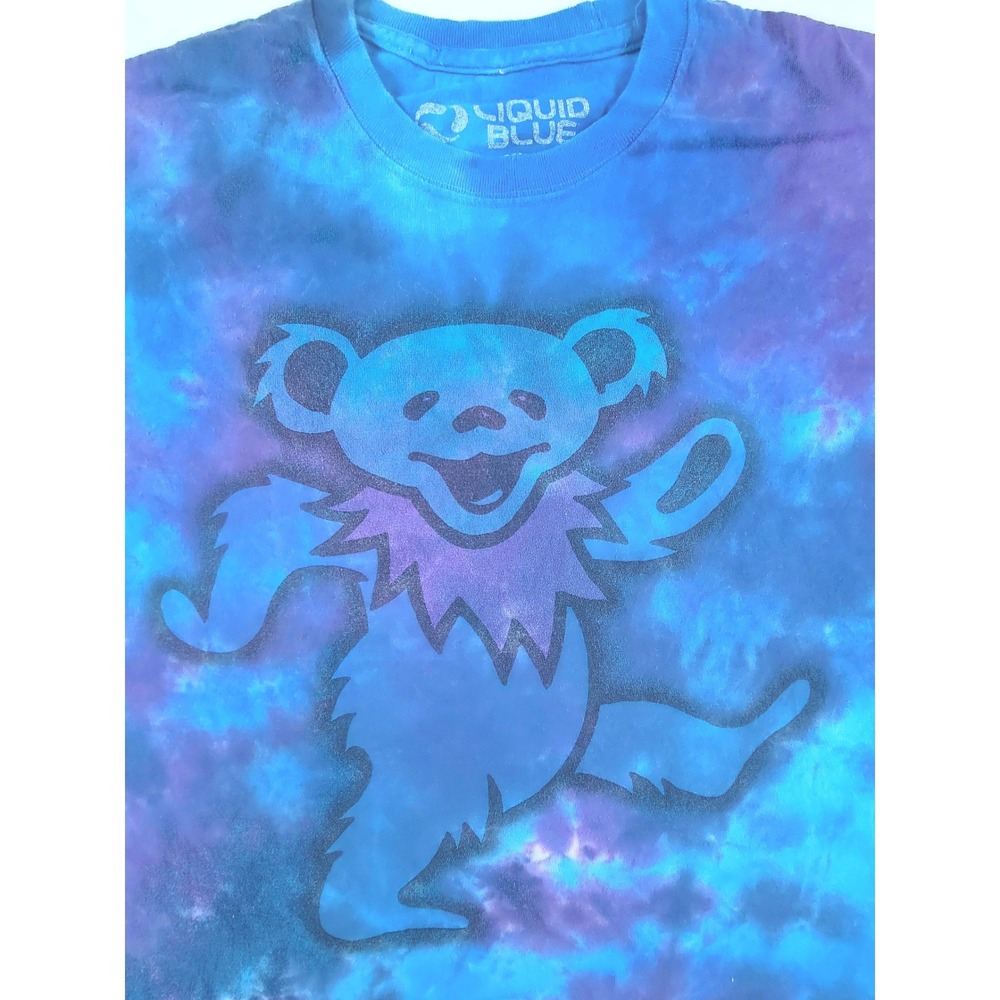 Liquid Blue Grateful Dead Dancing Bear Tie Dye Tee Shirt Mens‎ XL Blue Purple